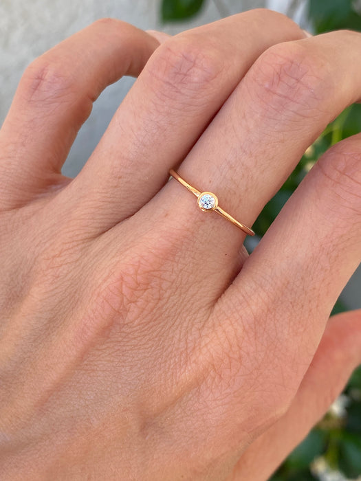 14K Rose Gold Bezel Set Lab Diamond Ring