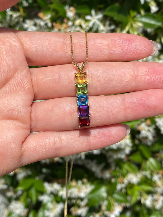 18k rainbow gemstone pendant charm