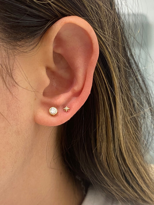 14K Gold Bezel Set Lab Diamond Stud Earrings