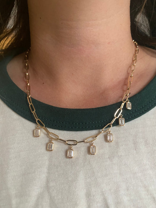 14K 3.7 TCW Lab Diamond Paperclip Necklace