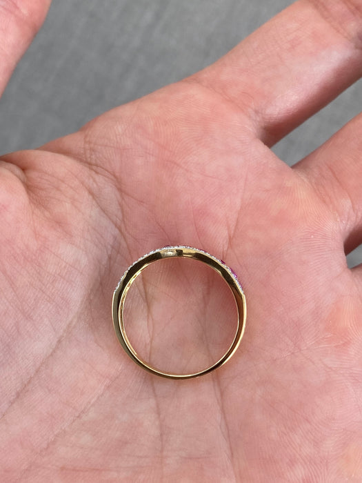 14K Ruby & Diamond Double Band Ring