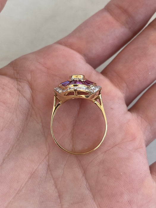 Vintage 18K Ruby & Diamond Ring