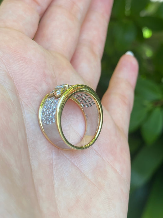 18k two tone diamond butterfly ring size 6.5