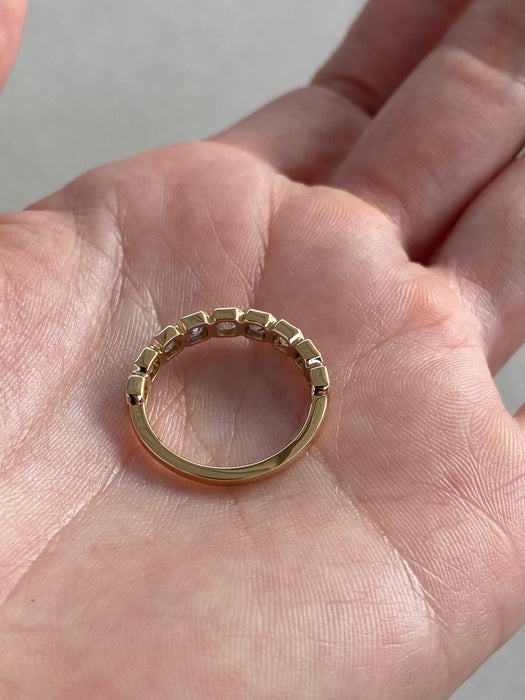 14K Gold Bezel Set Asscher Cut Lab Diamond Band Ring