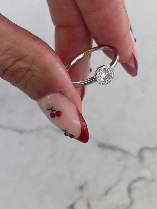 14K White Gold Lab Diamond Halo Ring
