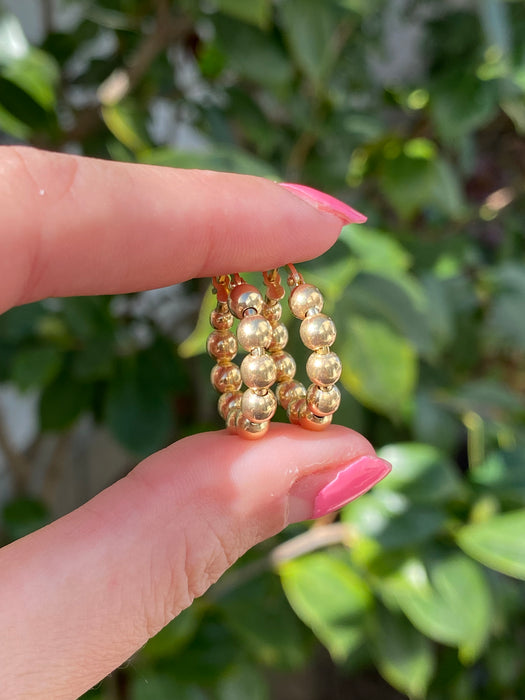 14k bead bubble hoop earrings