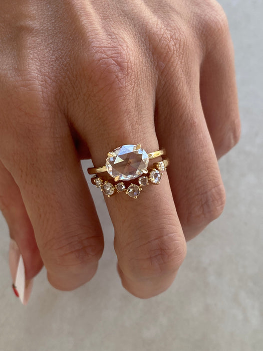 14K Gold 2 Carat Rose Cut Lab Diamond Solitaire Ring