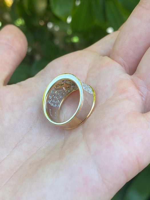 18k two tone diamond butterfly ring size 6.5