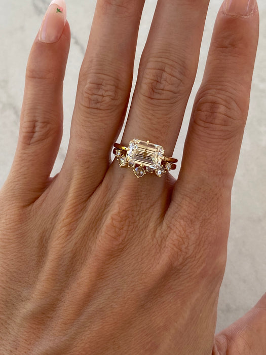 14K East-West Emerald Cut Lab Diamond Solitaire Ring — 3.03 Carats- IGI