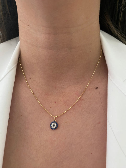 14k diamond sapphire evil eye charm