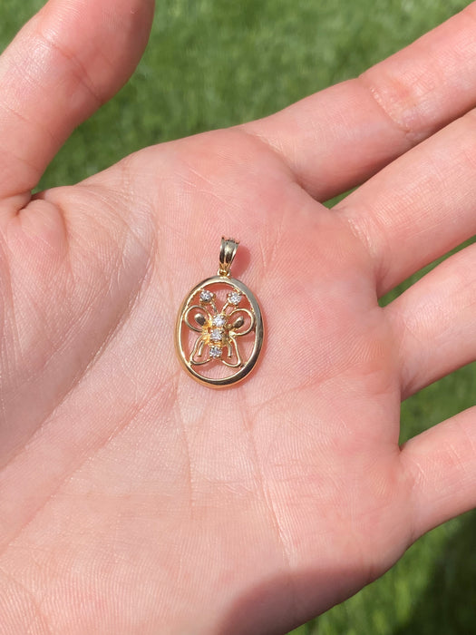 14k diamond butterfly charm