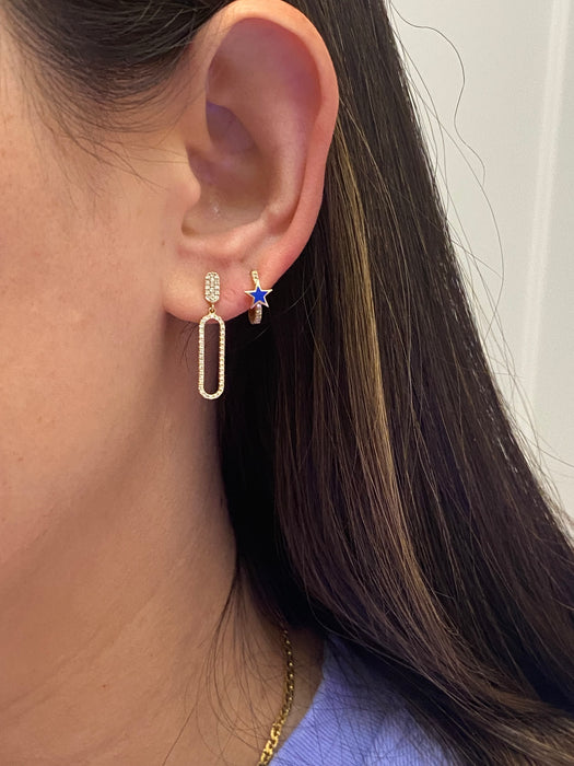 14k diamond paperclip earrings