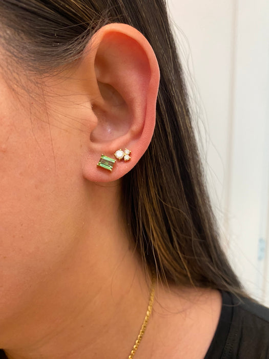14k baguette green tourmaline stud earrings