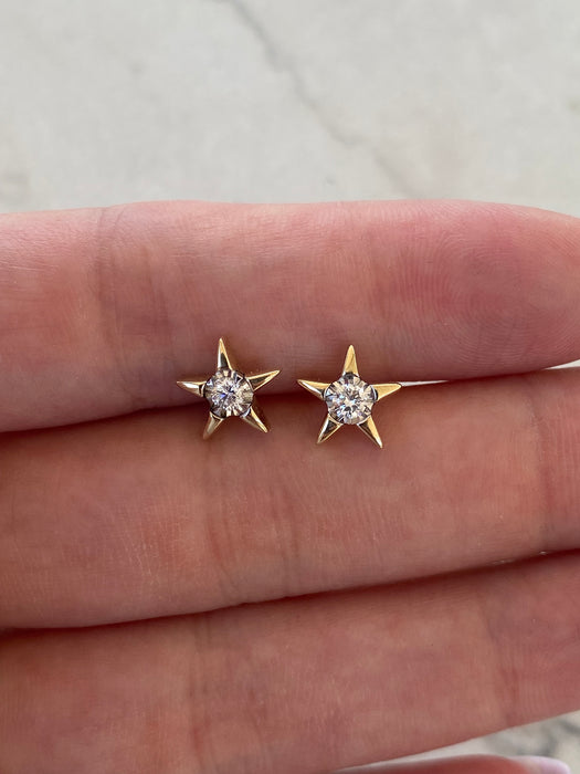 14K Gold Diamond Star Stud Earrings | 0.22 CTW Natural