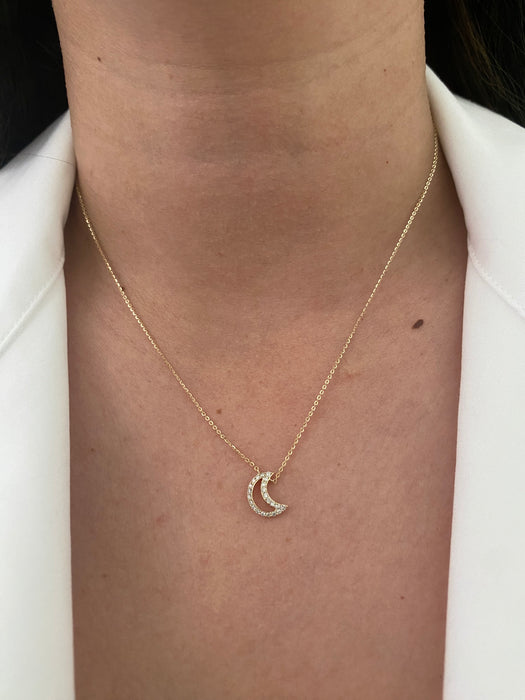 14k diamond moon necklace
