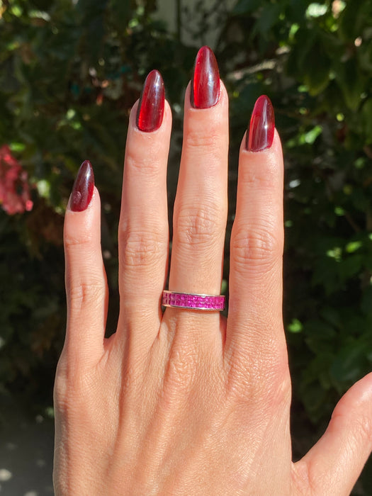 18k white gold invisible ruby eternity ring size 6