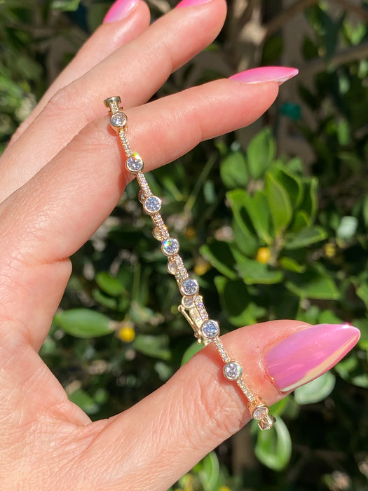 14K Yellow Gold Diamond Tennis Bracelet – 2.63 TCW Bezel & Prong Set Diamonds
