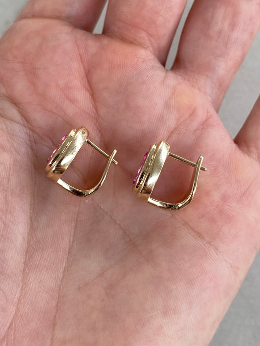 14K 3.3 TCW Pink Sapphire Lab-Grown Huggie Earrings