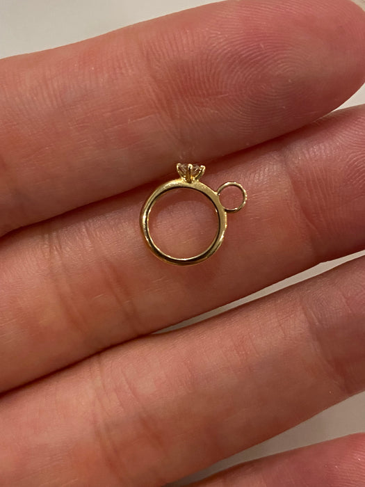 14k tiny diamond ring charm