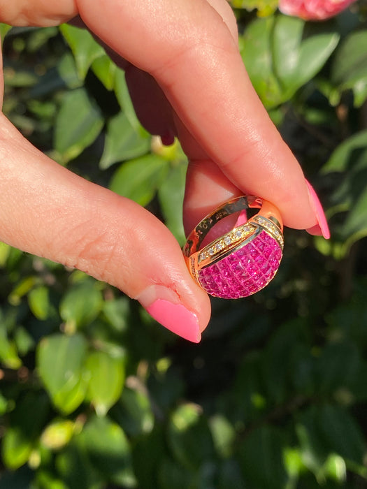 18k invisible set ruby diamond ring size 7