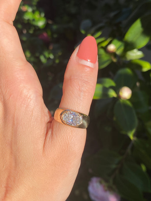 Blossom- 14k lab 2 carat oval east to west diamond ring size 7