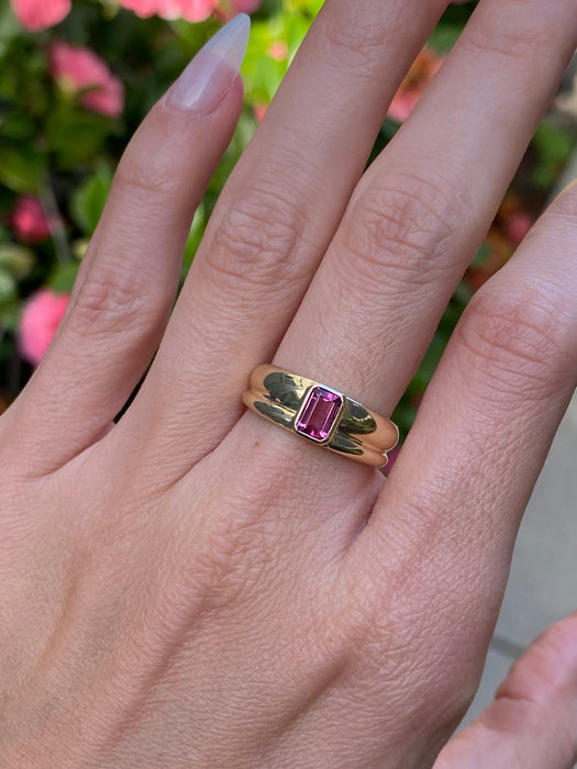 14k pink tourmaline bezel set ring size 6.5