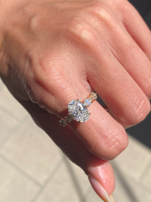 14K 2.83 TCW Oval Lab Diamond Ring