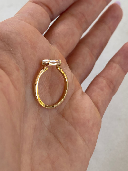 14K 1.26 Carat Step-Cut Marquise Lab Diamond Ring