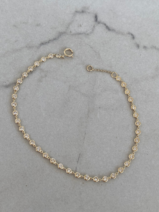 14K Natural Bezel-Set Diamond Bracelet