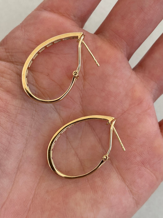 Vintage 14K Natural Baguette Diamond Hoop Earrings – 1.00 CTW