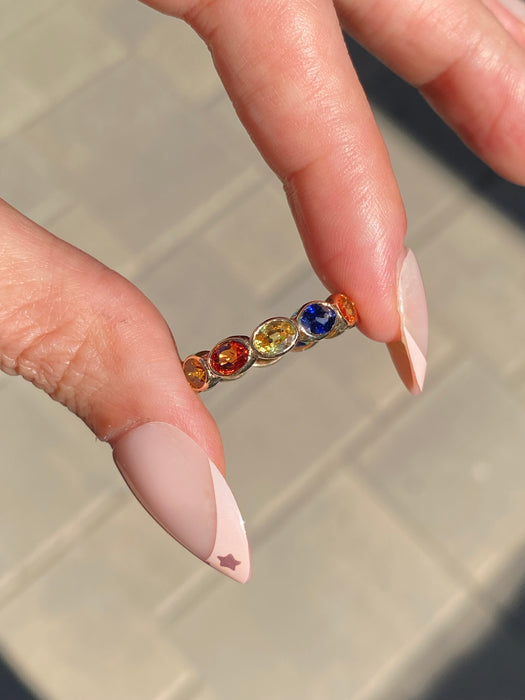 14K Gold 3.8 Carat Sapphire Eternity Ring