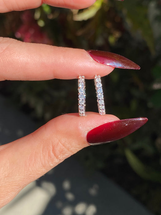 Platinum 1 carat diamond hoop earrings