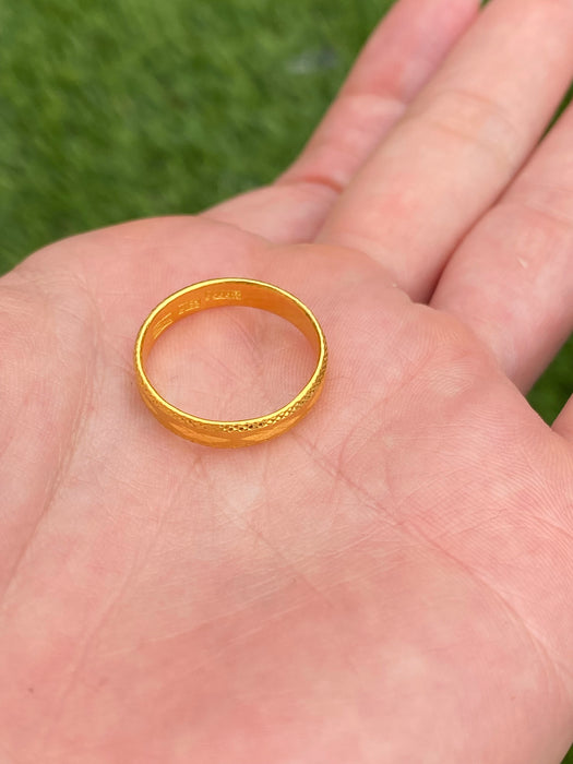 Vintage 24k Pure Gold Diamond Cut Eternity Ring