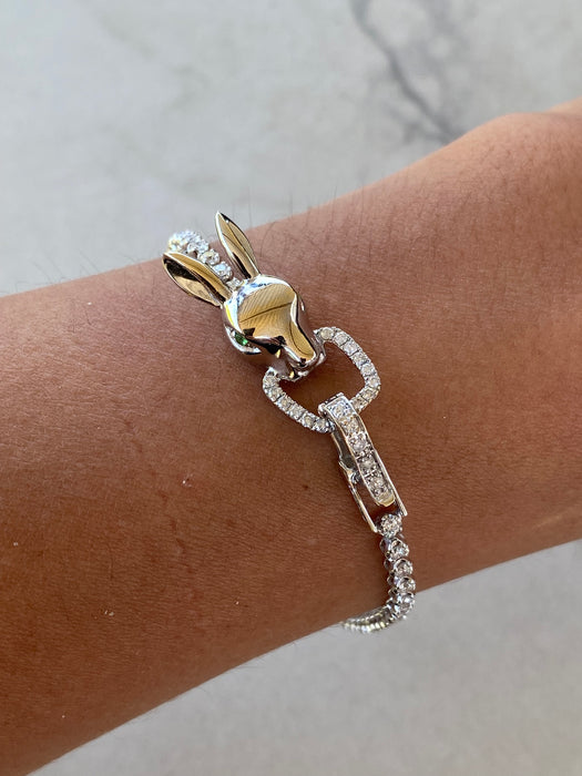 Vintage 18K White Gold Natural Diamond Rabbit Buckle Bracelet – 1.50 TCW