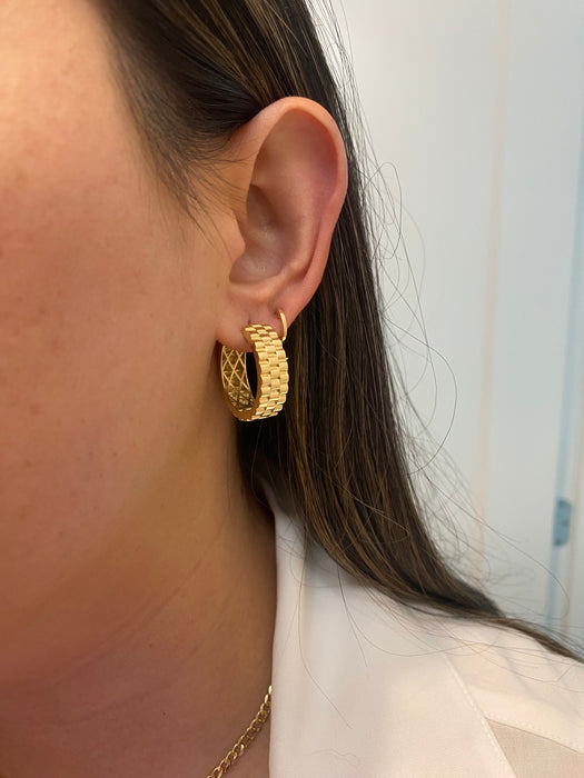 14k riveted link hoop earrings