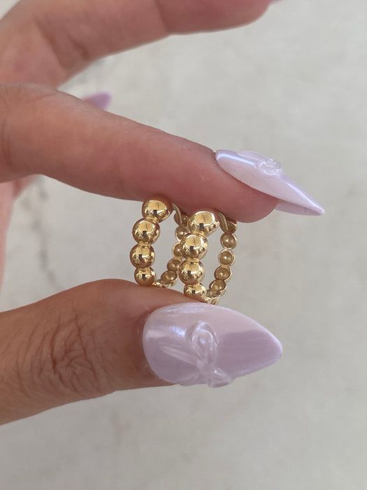 14K Gold Bubble Huggie Hoop Earrings
