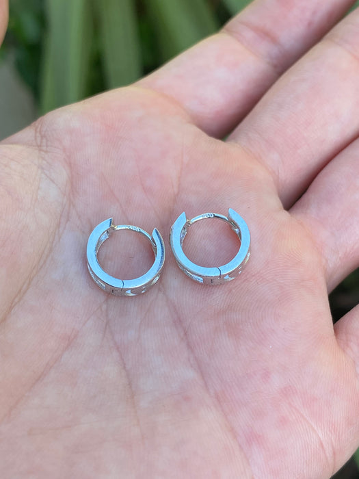 18k white gold cut out huggie earrings