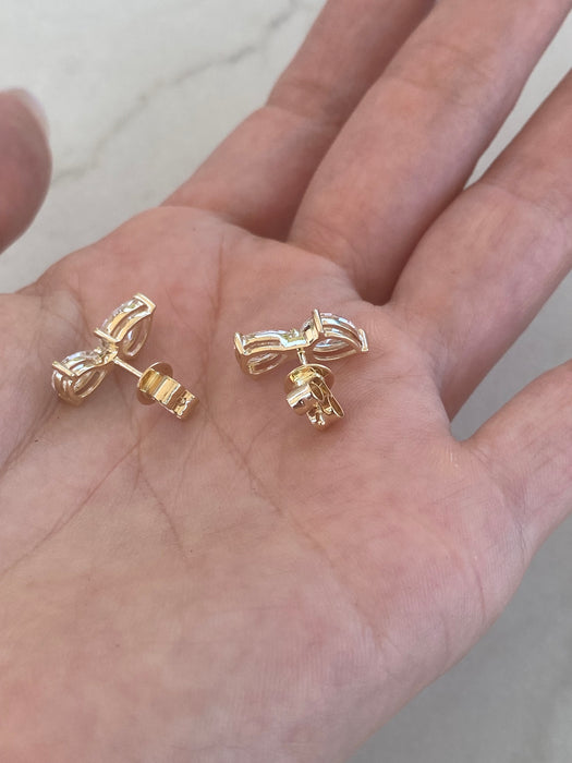 14K Gold 2.20 CTW Lab Diamond Pear Ear Climber Earrings