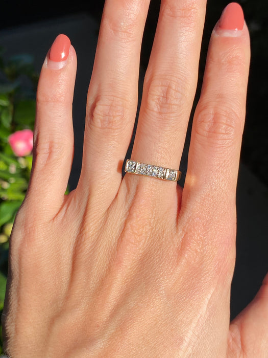 14k diamond squared ring size 6.25