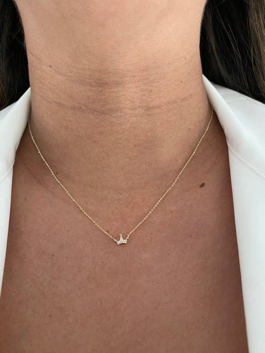 14k diamond crown necklace