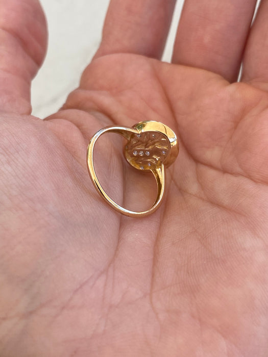 14K Gold Diamond Bluebell Signet Ring