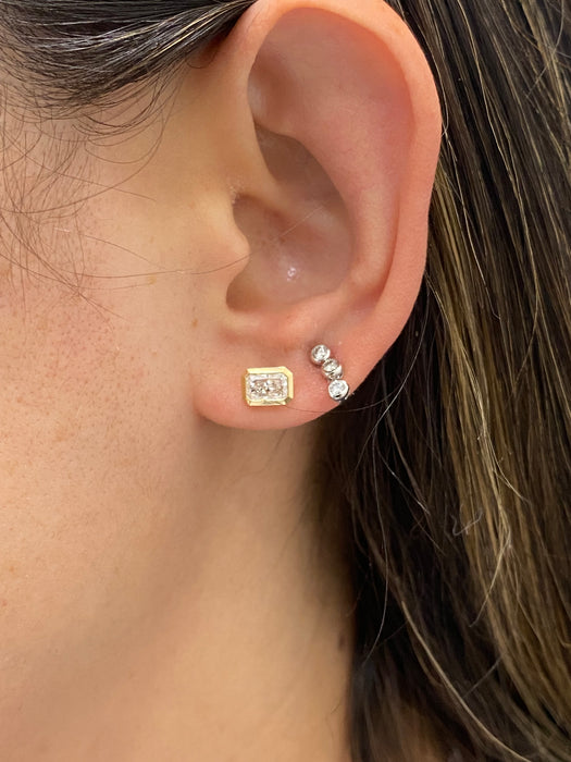 14K Gold Bezel Set Radiant Cut Lab Diamond Stud Earrings – 1.00 CTW