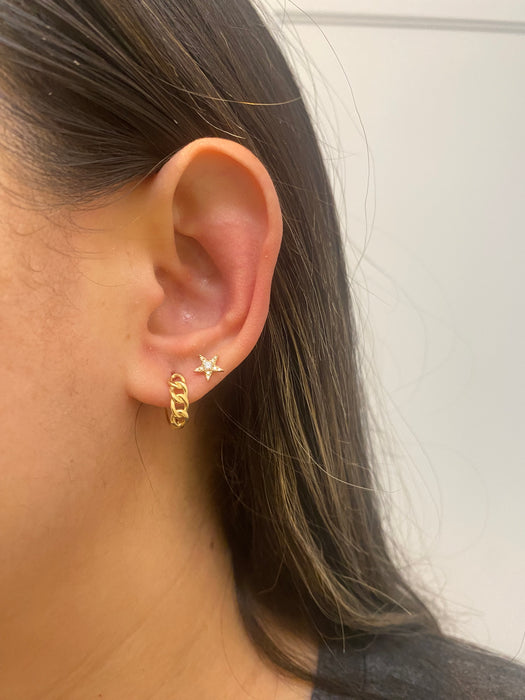 14k curb huggie earrings