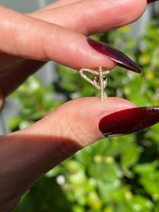 14k single earring diamond letter initial stud