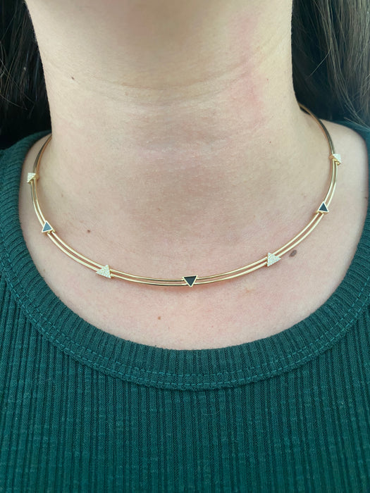 14k collar necklace diamond triangle black onyx