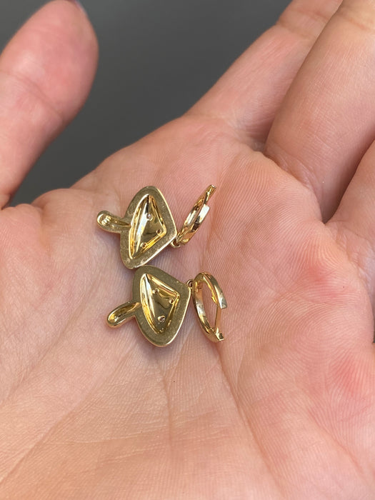 14k green enamel diamond mushroom huggie earrings