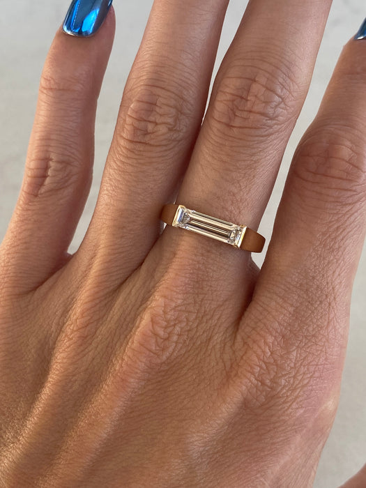14K 1.15 CTW Baguette Lab Diamond Ring- IGI certified