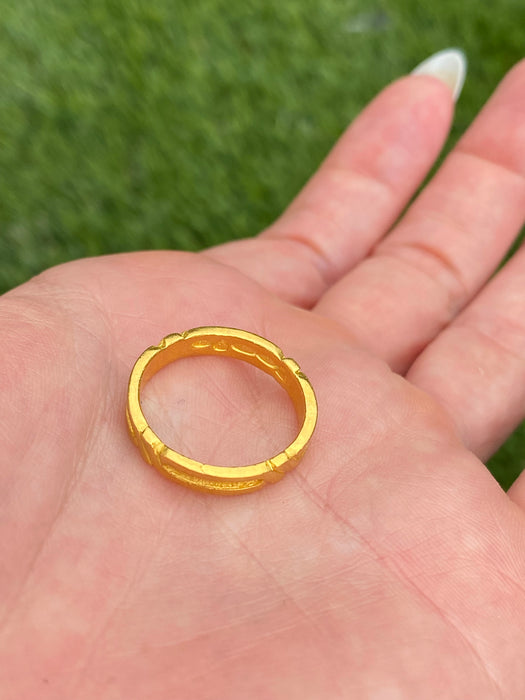 Vintage 24k Pure Gold Diamond Cut Eternity Ring