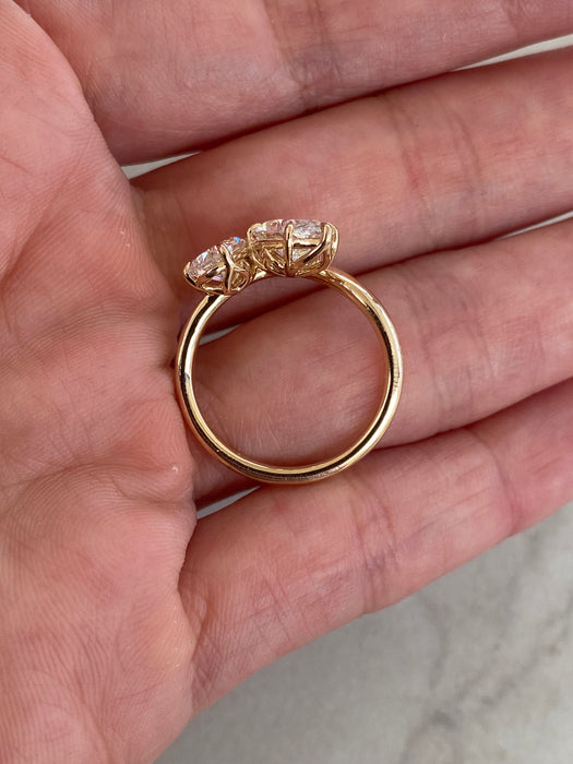 14k Gold Lab 2.4 Carat Diamond Marquise & Pear Lab Ring Size 6.25