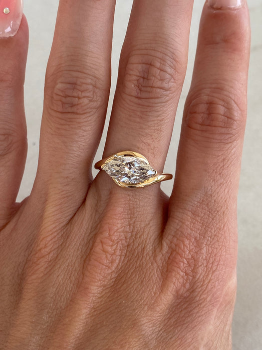 14K Gold 1.75 Carat Marquise Lab-Grown Diamond Ring